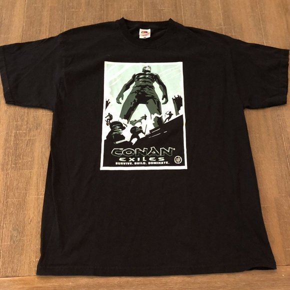 CONAN EXILES Promo T-Shirt Fun Com 2018 MMO Video Game Men’s L Large - Picture 1 of 4